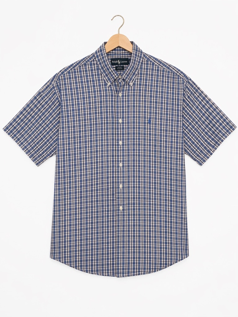 Ralph Lauren Blake Blue Plaid Short Sleeve Button Down Shirt Men’s L Classic Fit - Picture 2 of 5